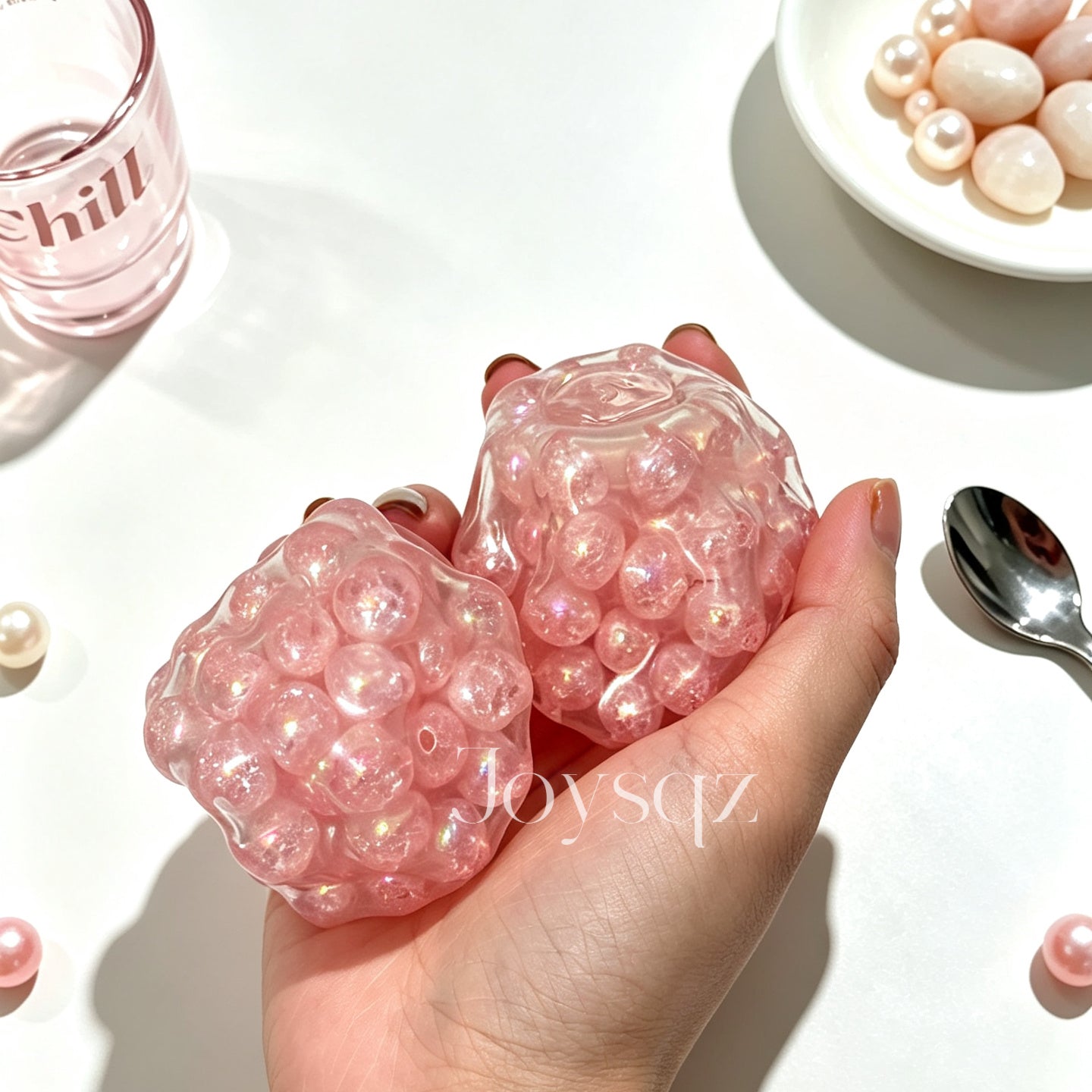 Handmade Sparkle Bead Squish Ball – Pink Glitter-Filled Sensory Toy